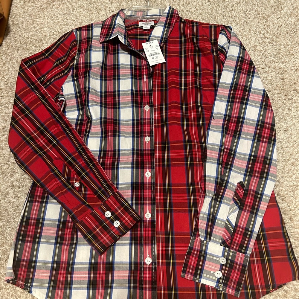 NWT size small Jcrew holiday plaid button down